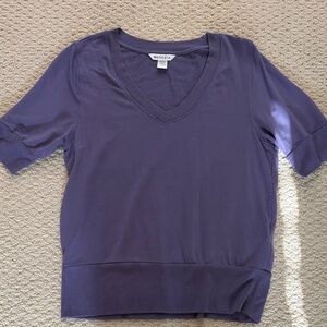 Athleta Deep Purple V-Neck Short Sleeve Top